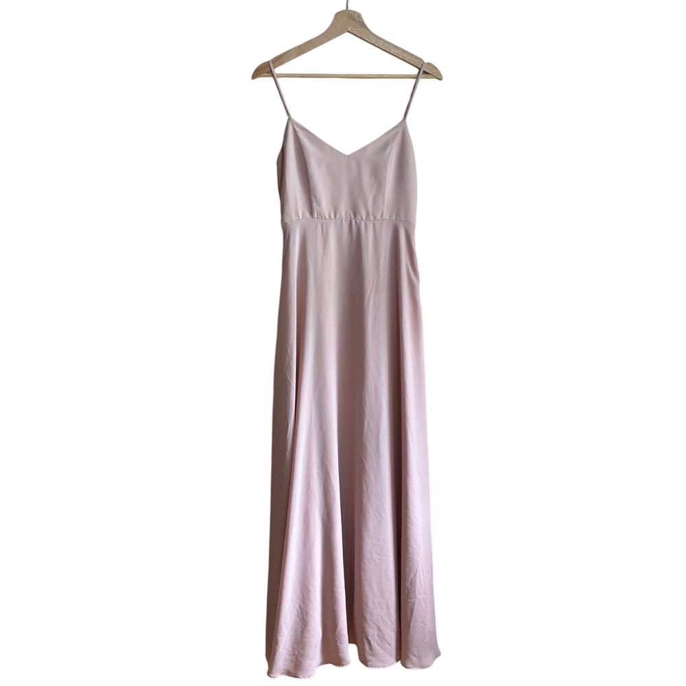 Show me your mumu pink blush v-neck maxi dress side zip women's size small flowy